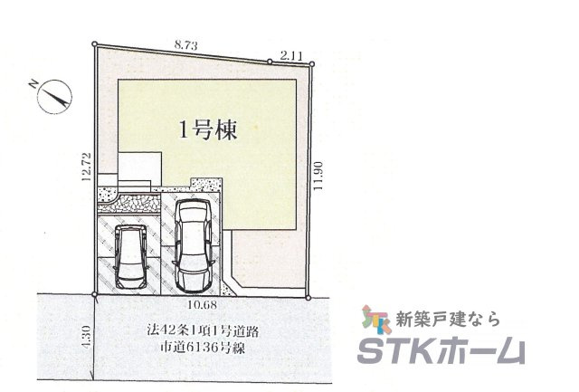 仲介手数料無料　北本市西高尾8丁目207　新築戸建　全１棟の区画図