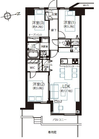 【間取り】 | ハイラーク新赤羽 | 専用庭がある１階のお部屋です！下階に気兼ねなく暮らせるお部屋です！