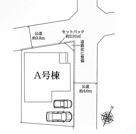 座間市相模が丘４丁目新築戸建て　A号棟の区画図|配置図「座間市相模が丘4丁目新築戸建て　A号棟」