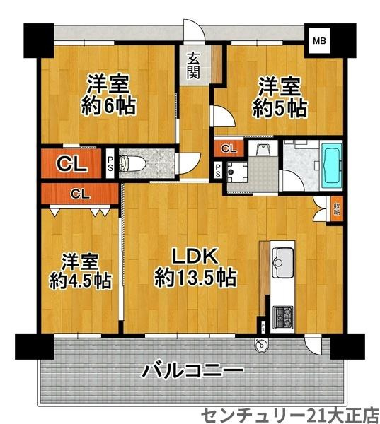 プレサンスロジェ大正三軒家東サウスビューの間取り