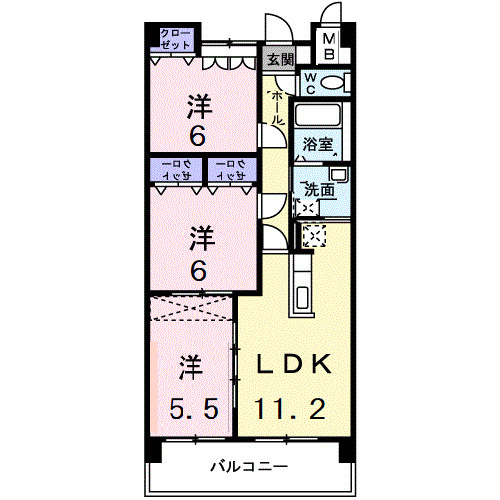 グランソレイユ西中央の間取り