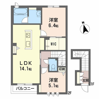 【間取り】 | アズールウィステリア　A棟 | 2LDK