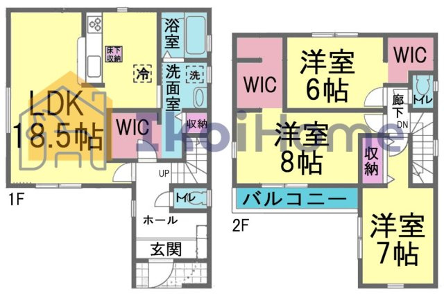 神戸市西区持子１丁目　　新築戸建　の間取り|【ホームページに現地動画掲載中】●年中無休：当日予約可●全室6帖以上！広々LDK18.5帖！動線◎