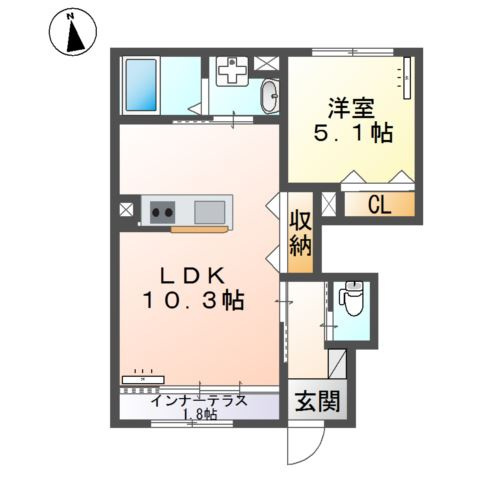 仮）太宰府市高雄新築アパートの間取り