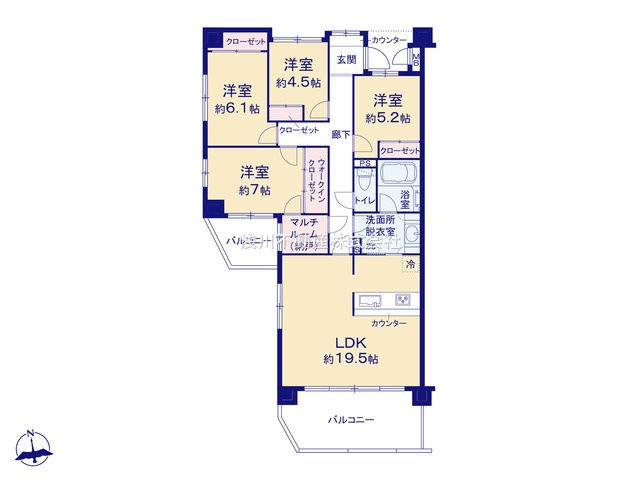マイキャッスル椚田の間取り|～南向き4SLDK　開放感のある間取り　陽当たり・風通しの良い南西角住戸～