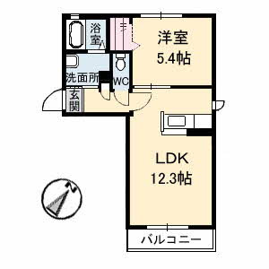 【間取り】 | ディアス-U | 1LDK