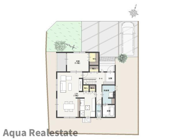 丸亀市飯野町東分の新築一戸建の前面道路含む現地写真
