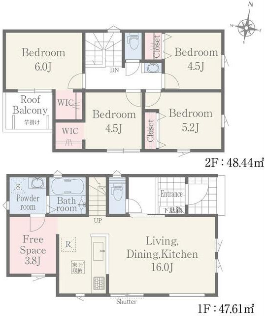 熊本市北区八景水谷３丁目の一戸建ての間取り