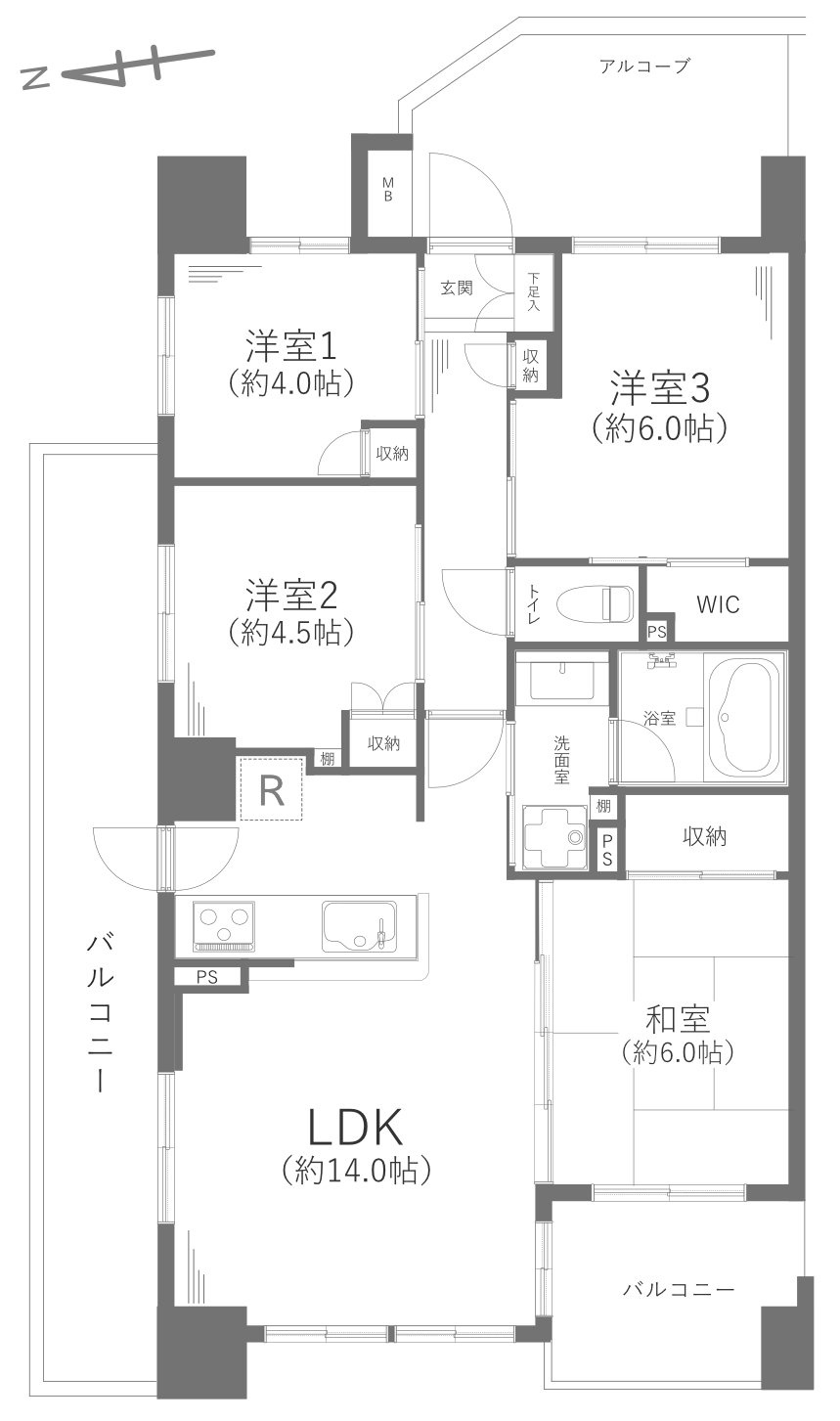 ヴィスタージュ横濱東寺尾の間取り