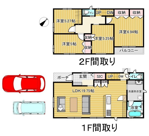 【間取り】 | 薬師が丘２丁目　４ＬＤＫ＋ＳＩＣ戸建て | 約２０帖ひろびろＬＤＫの４ＬＤＫ＋ＳＩＣ戸建て　角地で日当たり良好、開放的な環境　カップボードつきキッチン　各生活施設とアクセス良