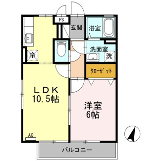 【間取り】 | リヴィエール野上 | 1LDK