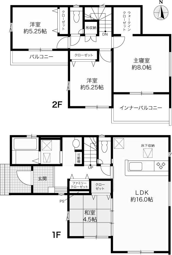 高知市東城山町-3期3棟1- 新築戸建ての間取り|１号棟