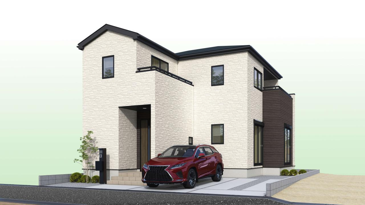 高知市東城山町-3期3棟1- 新築戸建ての完成予想図|１号棟　外観の完成予想図です