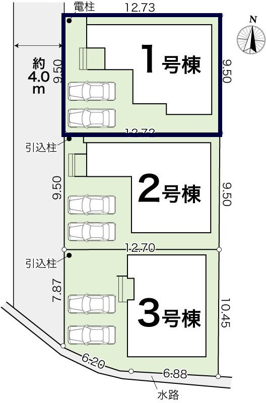 高知市東城山町-3期3棟1- 新築戸建ての区画図|1号棟