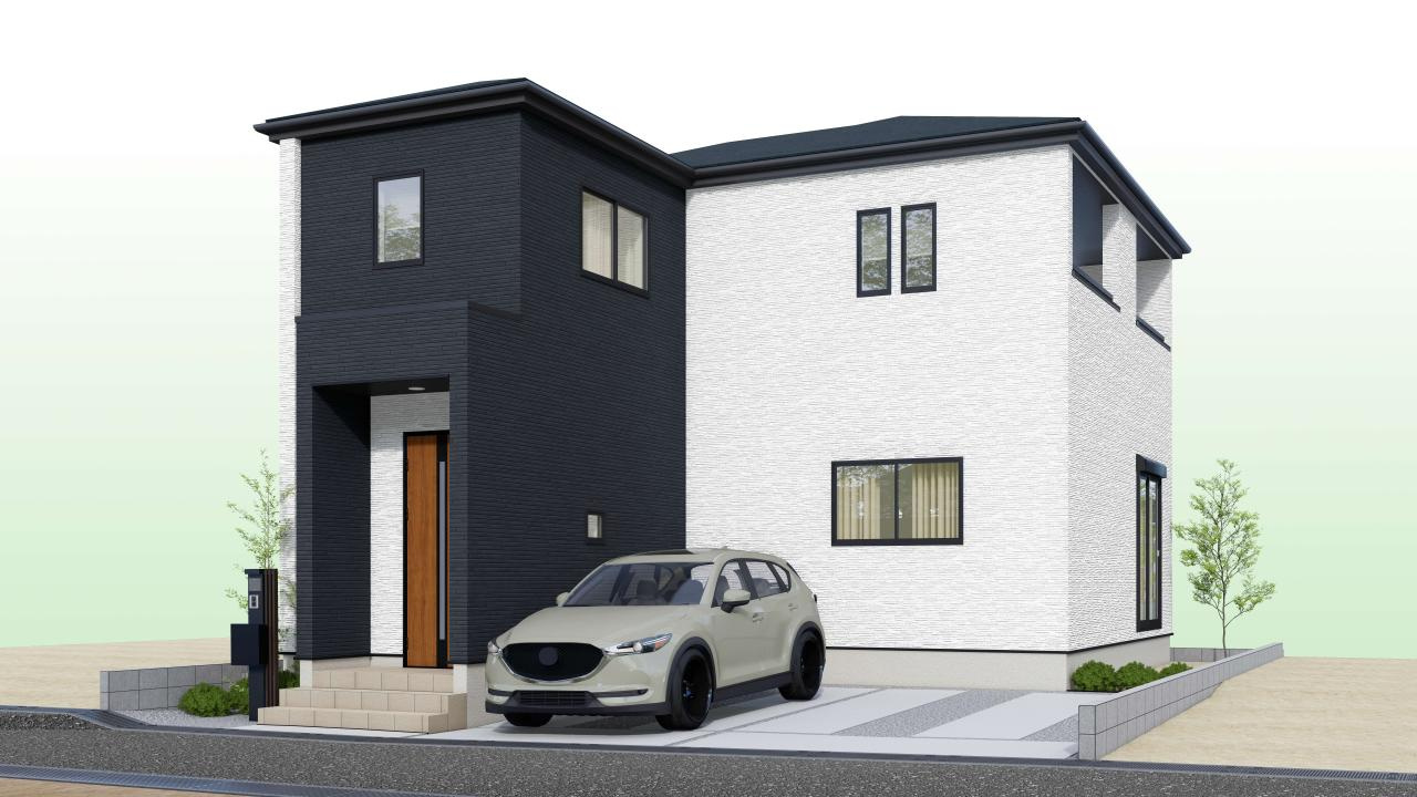 高知市東城山町-3期3棟2- 新築戸建ての完成予想図|2号棟　外観の完成予想図です