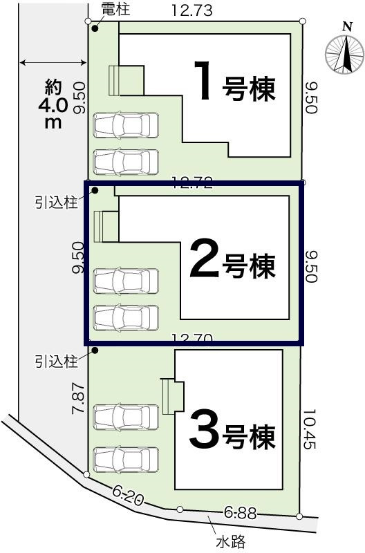高知市東城山町-3期3棟2- 新築戸建ての区画図|2号棟