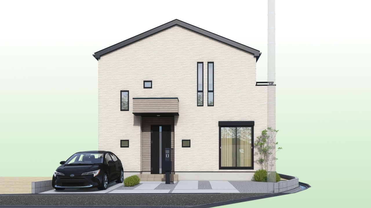 高知市東城山町-3期3棟3- 新築戸建ての完成予想図|3号棟　外観の完成予想図です