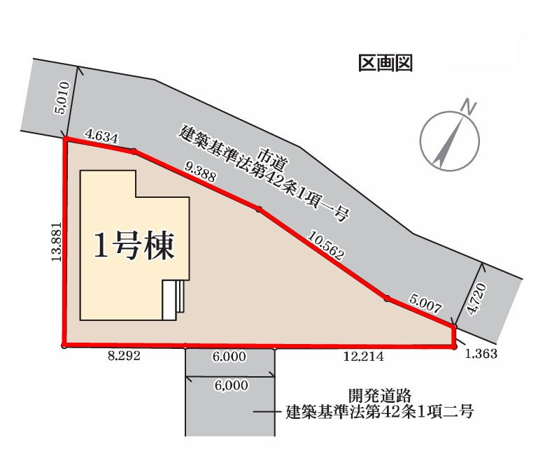 郡山市大槻町字広町　　　１号棟　　　桑野小学校、郡山第６中学区　の区画図|配置図