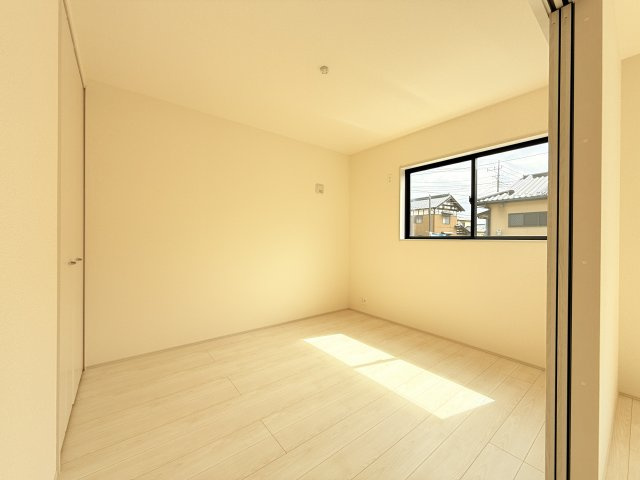 第1常総市相野谷町　新築戸建て　2号棟の洋室|家具や小物を合わせやすいシンプルデザイン♪
広さや日当たりなど、写真では伝えきれない部分を現地で確認してみませんか？