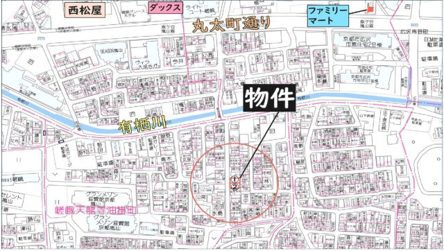嵐山エリア徒歩圏内の新築戸建。 JR「嵯峨嵐山」駅徒歩9分、生活便利な立地です。の地図|閑静な住宅街で落ち着いた住環境です。