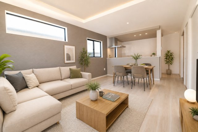 郡山市静町第8　　　  1号棟　　　　大成小学校、郡山第7中学区　の居間・リビング|・家具設置例