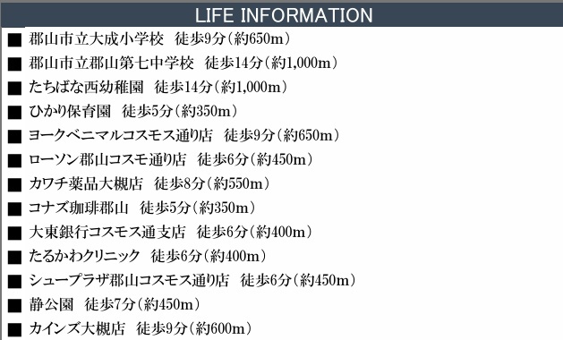 郡山市静町第8　　　  1号棟　　　　大成小学校、郡山第7中学区　のその他|周辺環境
