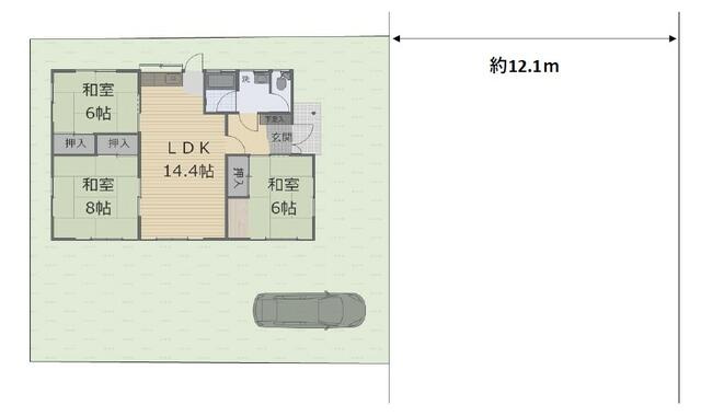 宇都宮市上欠町　４DK　中古住宅の区画図