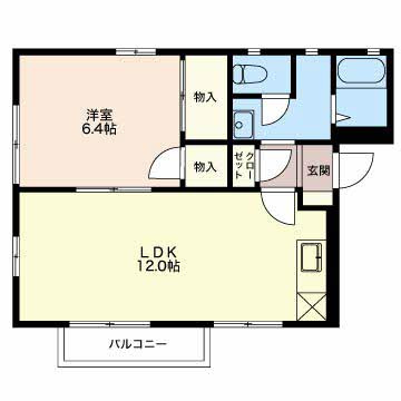 エクセレンスの間取り|間取図（エクセレンス 0201）1LDK