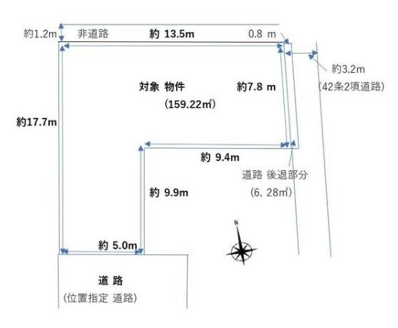 桜井市谷　建築条件なし土地の土地図