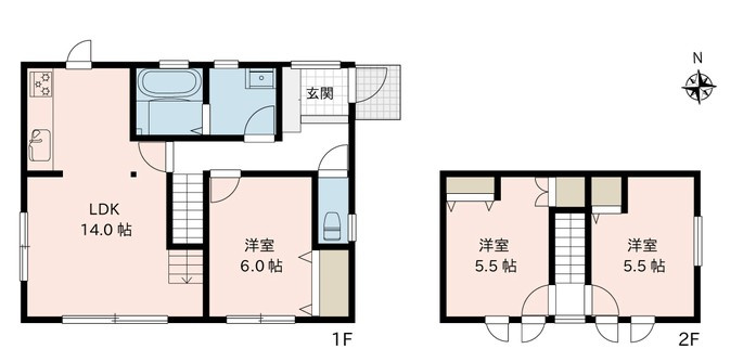 長野市大字高田　中古戸建の間取り|南向きで日中にやわらかな日差しが入りやすいお住まいです。