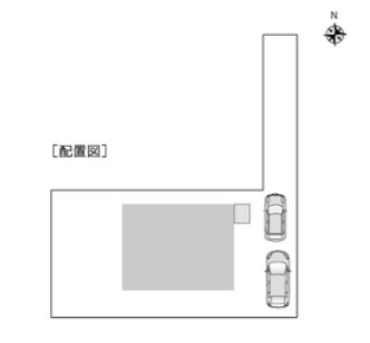 長野市大字高田　中古戸建の区画図|道路から奥まった位置にあり、外からの視線が入りにくい旗竿地です。