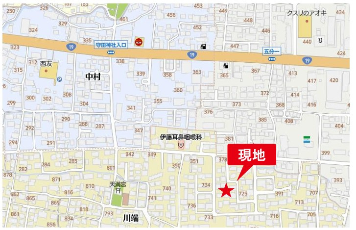 長野市大字高田　中古戸建の地図|長野電鉄長野線「市役所前駅」車約6分（約2.0km)です。