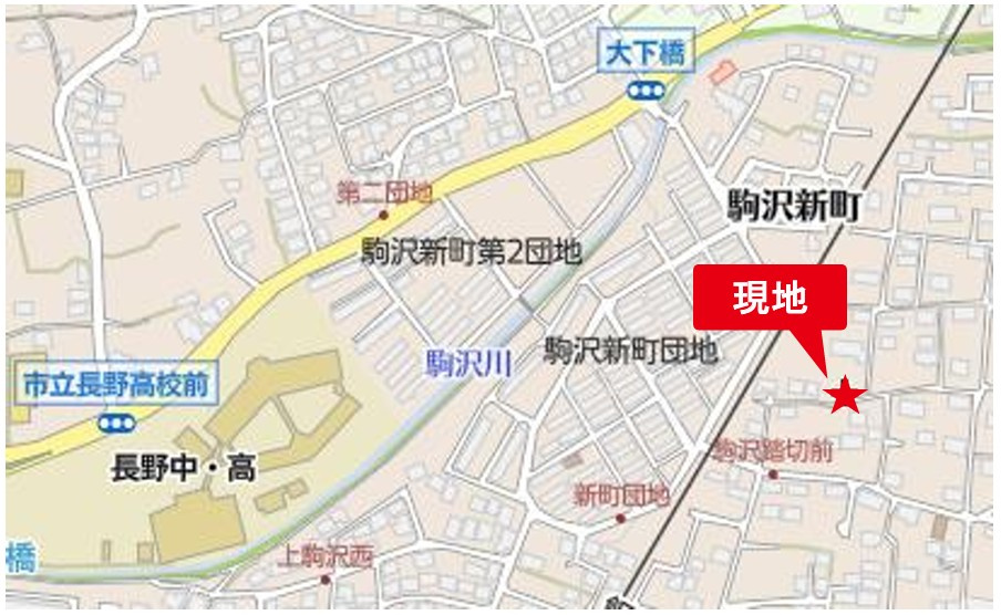 長野市大字上駒沢　中古戸建の地図|しなの鉄道北しなの線「三才」駅まで徒歩約12 分（約900m)です。