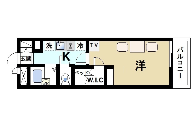 レオパレスプレミエ　エトワールの間取り|お一人暮らしにピッタリの1Ｋのお部屋です。