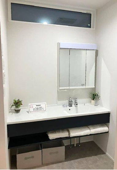 【独立洗面台】 | 【新築分譲住宅】山形市泉町 | 同ハウスメーカー施工例となります。実際に設置されるサイズや製品とは異なります。詳しくはお問合せください。