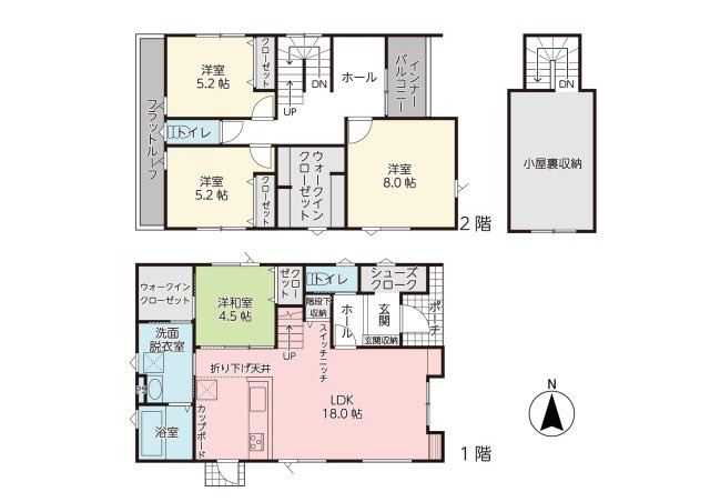 【間取り】 | 【新築分譲住宅】山形市泉町 | （１号棟）、価格３９８０万円、４ＬＤＫ、土地面積１９４．８４ｍ２、建物面積１１４．６８ｍ２