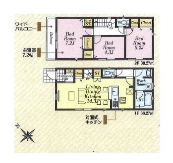 鶴ヶ島市藤金新築戸建の間取り