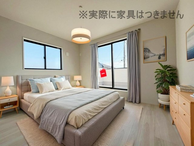 新築戸建・新築建売　福島市大森2期　大森小学校・信夫中学校の洋室|画像はバーチャルホームステージングの加工による演出で、実際の家具は付きません。