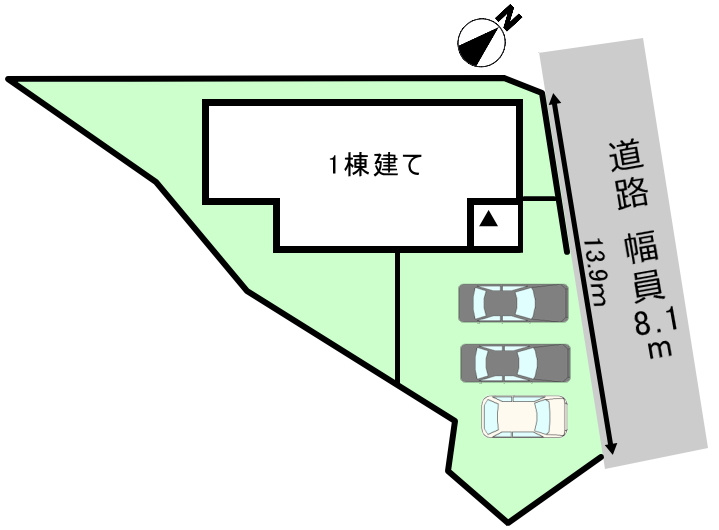 碧南市天神町の区画図|並列駐車３台（車種による）
