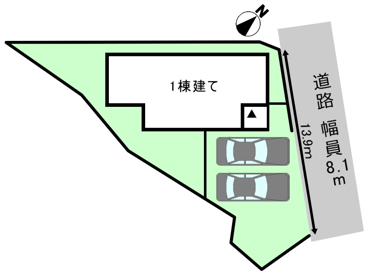 碧南市天神町の区画図|並列駐車2台、車種によっては3台