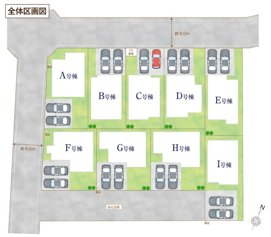 吉川市　中曽根1丁目　新築戸建　全9棟の区画図|区画図です