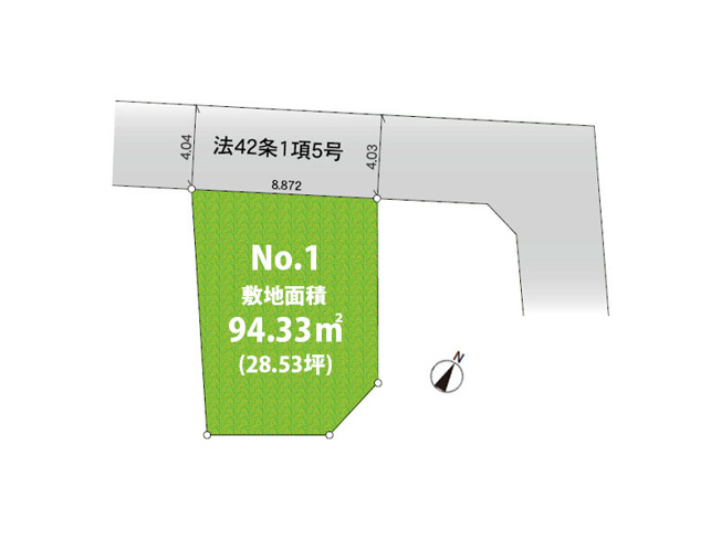【土地図】 | 西東京市緑町2丁目　建築条件無売地　全1区画　(保谷店) | 約28坪の建築条件なし売地。お好きなハウスメーカーを選びマイホームを建てることができます。※図面を基に作成しています。現況と異なる場合は現況を優先いたします。