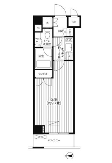 新宿区新宿７丁目の賃貸マンションの間取り