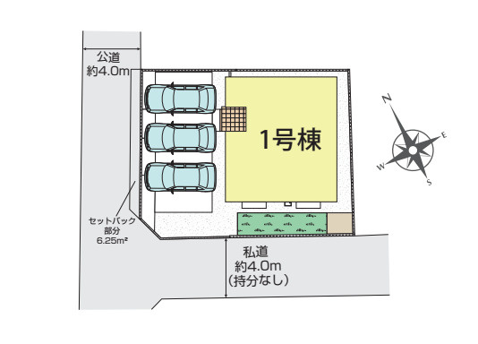 大宮　West Side Court（さいたま市西区飯田）　新築一戸建て　ブルーミングガーデン　01の区画図|1号棟