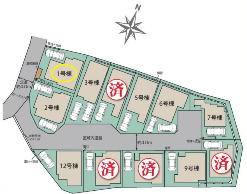 新築/朝霞市根岸台７丁目　全１２棟の区画図|利便性が魅力の立地に１２区画の大型開発分譲地