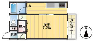 【間取り】 | エメローズ山下 | 1K