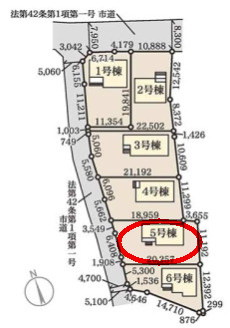 リーブルガーデンS前橋市樋越町第４　5号棟の区画図|並列2台以上駐車可能です！