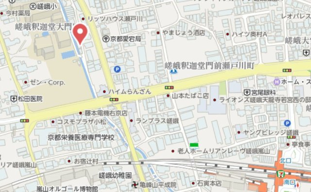 京都市右京区嵯峨釈迦堂大門町　新築戸建の地図