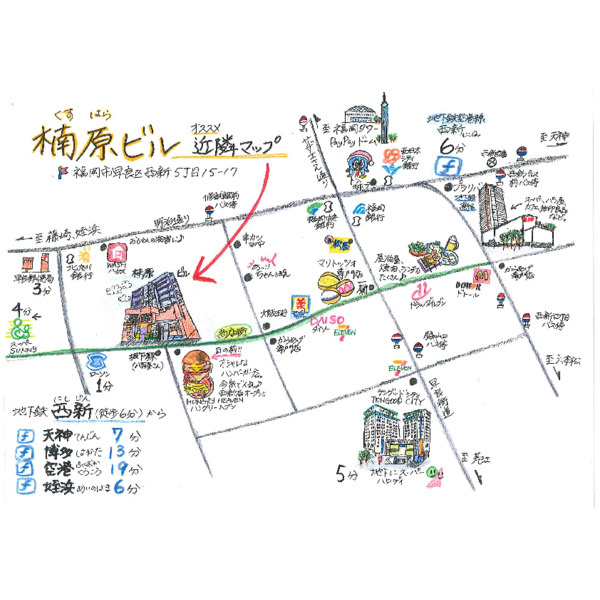 福岡市早良区西新５丁目の賃貸マンションの地図
