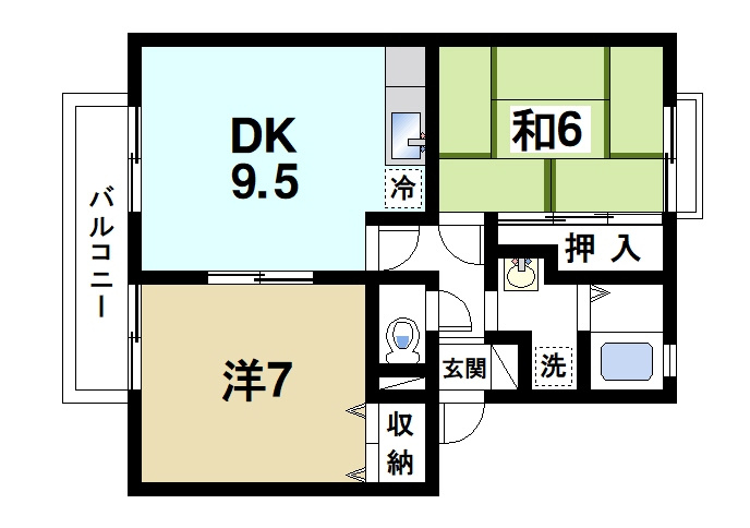 サンビレッジ学園前東坂　D棟の間取り|各居室に収納が十分にあるので部屋の整理もしやすいです
